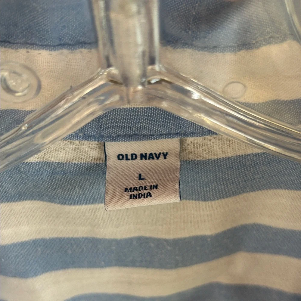 Old Navy Light Blue and White Striped Size Large Shirt; Lightweight and Adorable - Picture 3 of 12